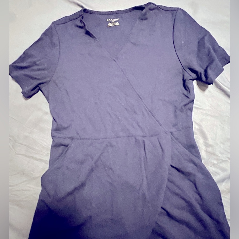 Januu Navy Petal-front Scrub top